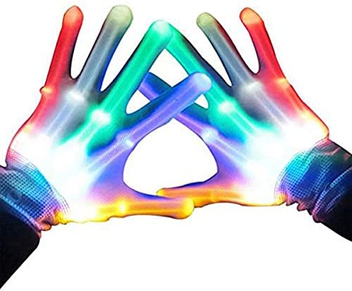 TOPTOY LED Gloves, Light Up Gloves for Kids Birthday Easter Gift Cool Fun Toys for 3-12 Year Old Boys Girls